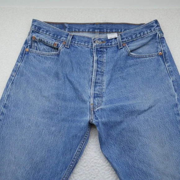 Vintage Levi's 501XX Jeans Mens 36x32 Y2K 2000s Blue Denim Button Fly Distressed